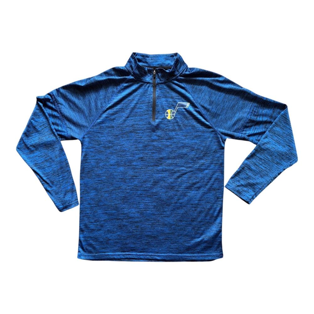 NBA Utah Jazz Mens Blue Quarter Zip Pullover Sz L Athleticwear Basketball